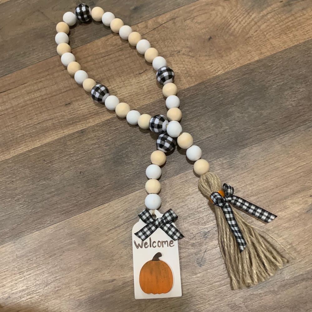 Fall pumpkin bead tassel garland farmhouse style